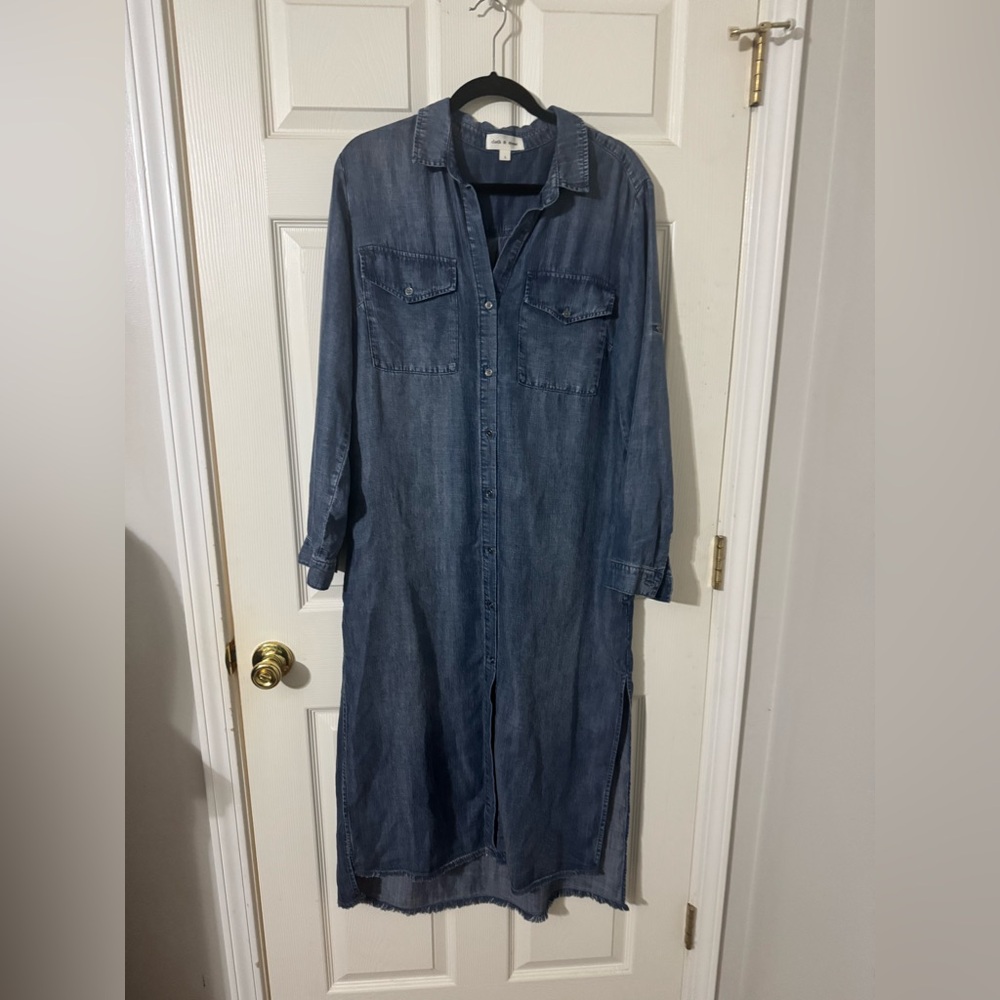 Anthropologie Cloth & Stone denim button down maxi shirtdress